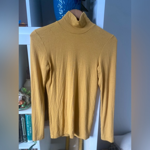 Wilfred Ultra Soft Mock-Neck Mustard Long Sleeve Shirt - Picture 4 of 4